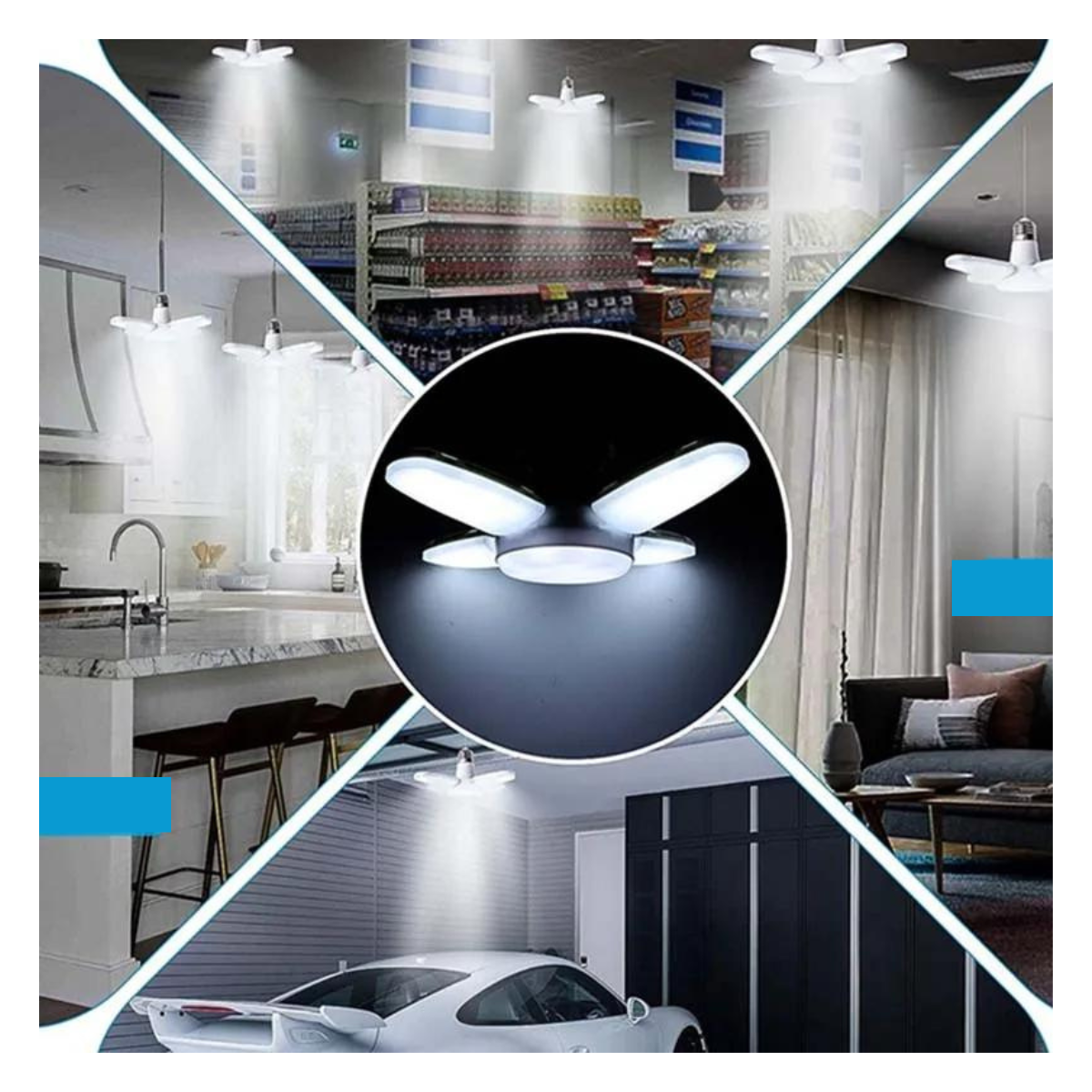 Lampara LED Con 4 Aspas Extensibles