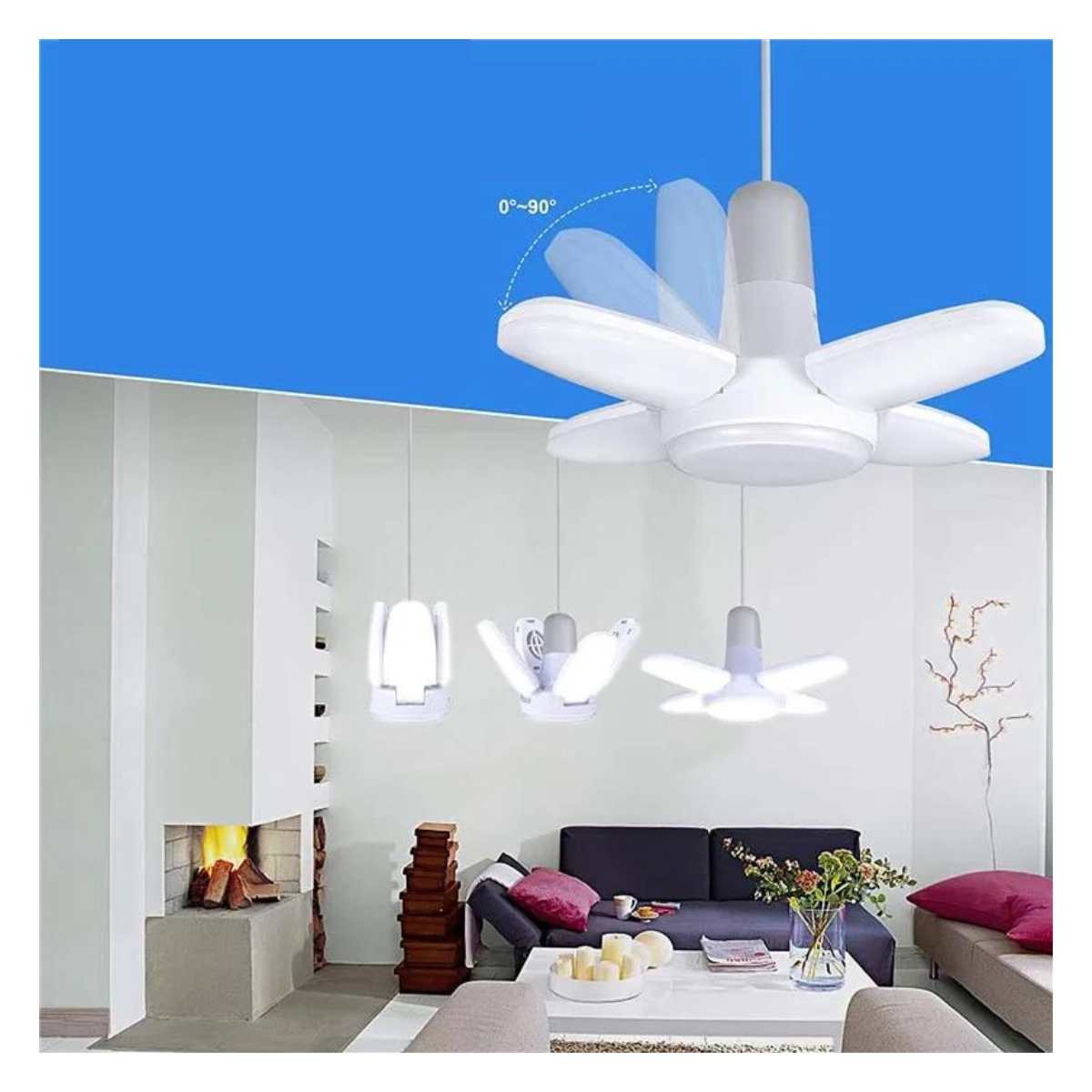 Lampara LED Con 4 Aspas Extensibles